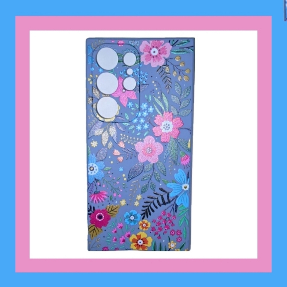 🆕Silicone Case - Samsung Galaxy S24 Ultra - Blue Floral